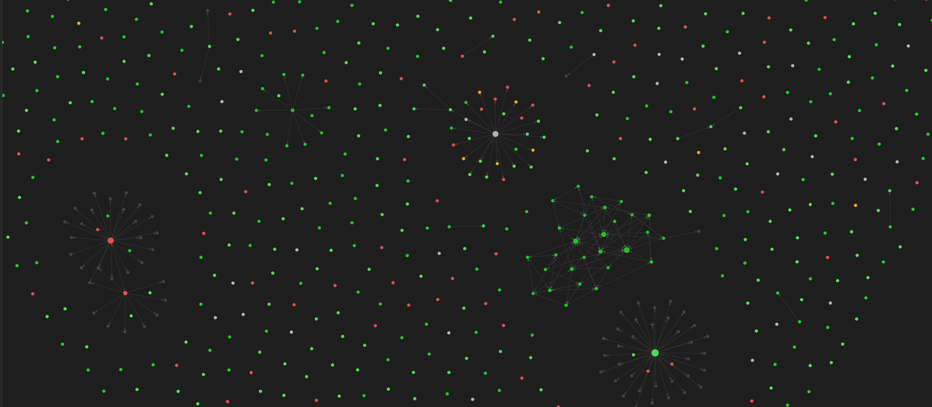 Vista grafica del ecosistema — red de archivos de conocimiento interconectados formando clusters tematicos